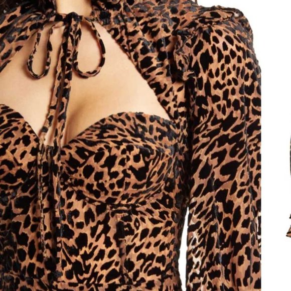 Lavish Alice Size 2 Hi Neck Micro Ruffle Animal Print Dress NWT - Picture 2 of 9